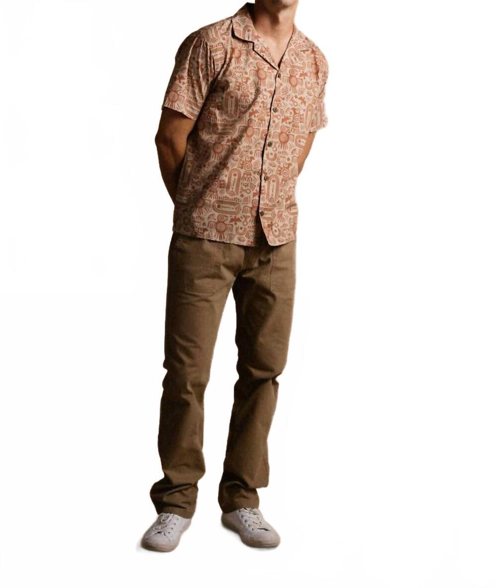 NEW IRON & RESIN aztec short sleeve shirt in beige